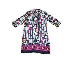 Vintage Jonathan Martin Dress Polyester Geometric Pattern Size 16